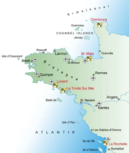 Yachtcharter Bretagne - Übersichtskarte